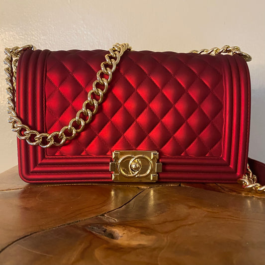 TOYBOY Jelly Red Quilted Crossbody Shoulder Bag