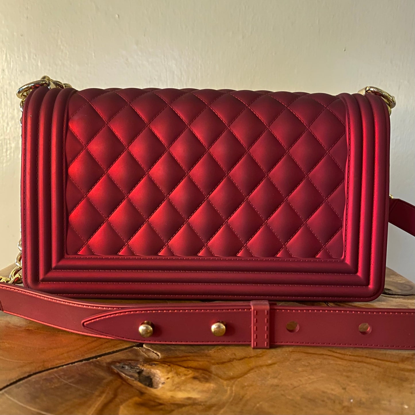 TOYBOY Jelly Red Quilted Crossbody Shoulder Bag