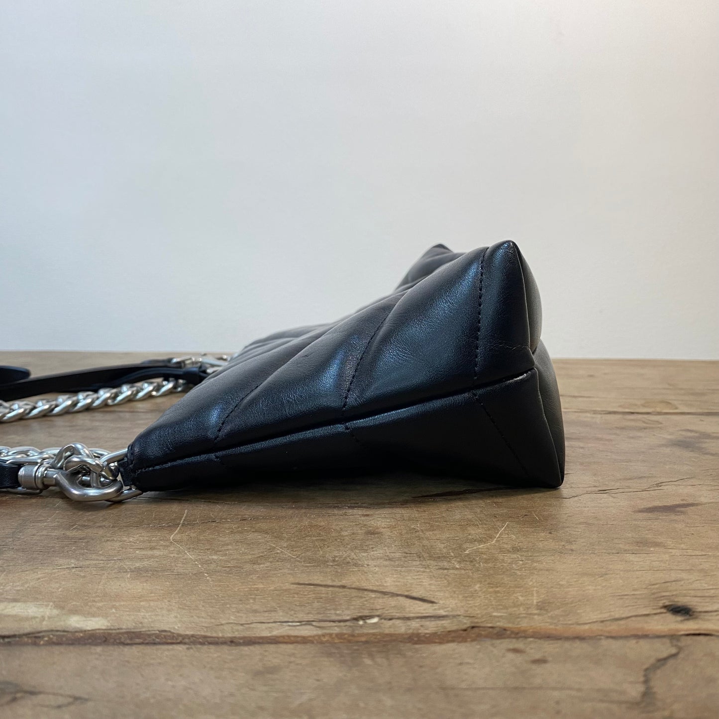 Rebecca Minkoff Edie Chain Chevron Black Leather Shoulder Crossbody Bag