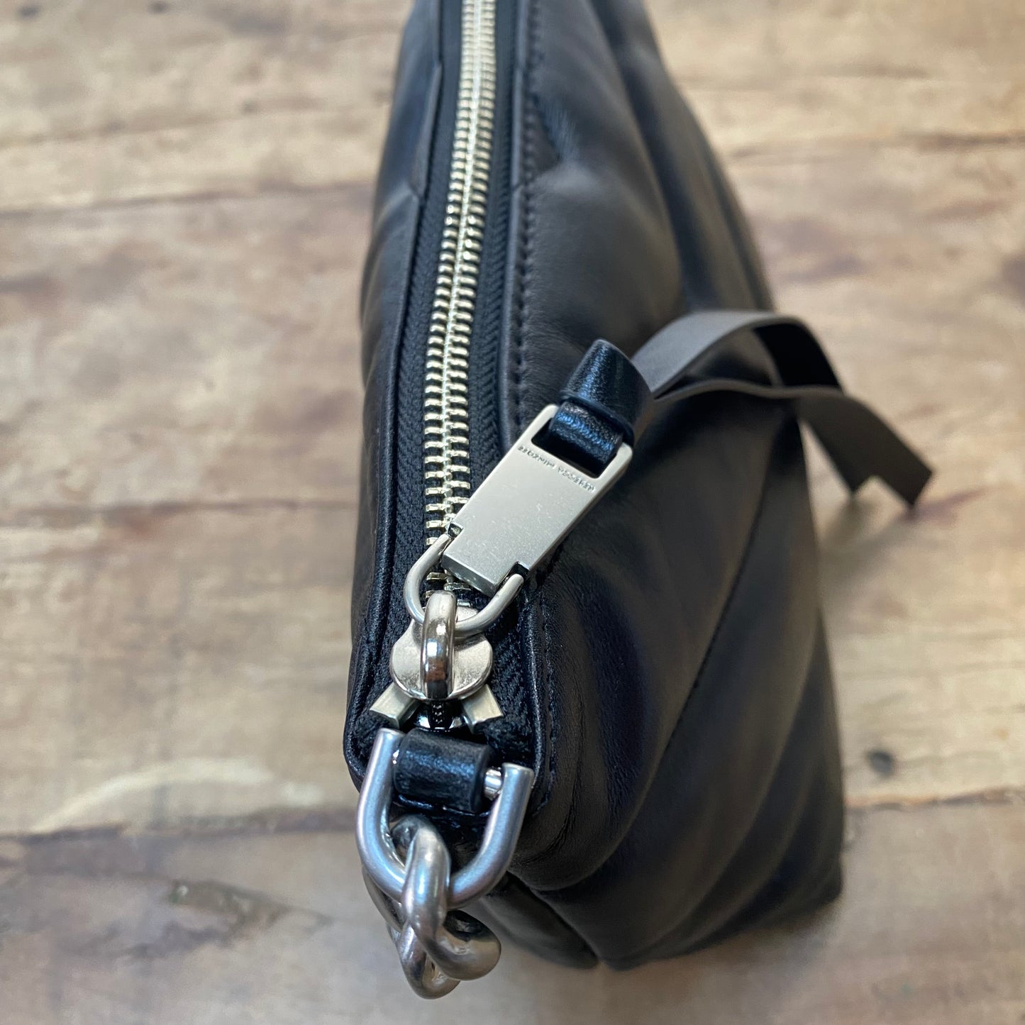 Rebecca Minkoff Edie Chain Chevron Black Leather Shoulder Crossbody Bag