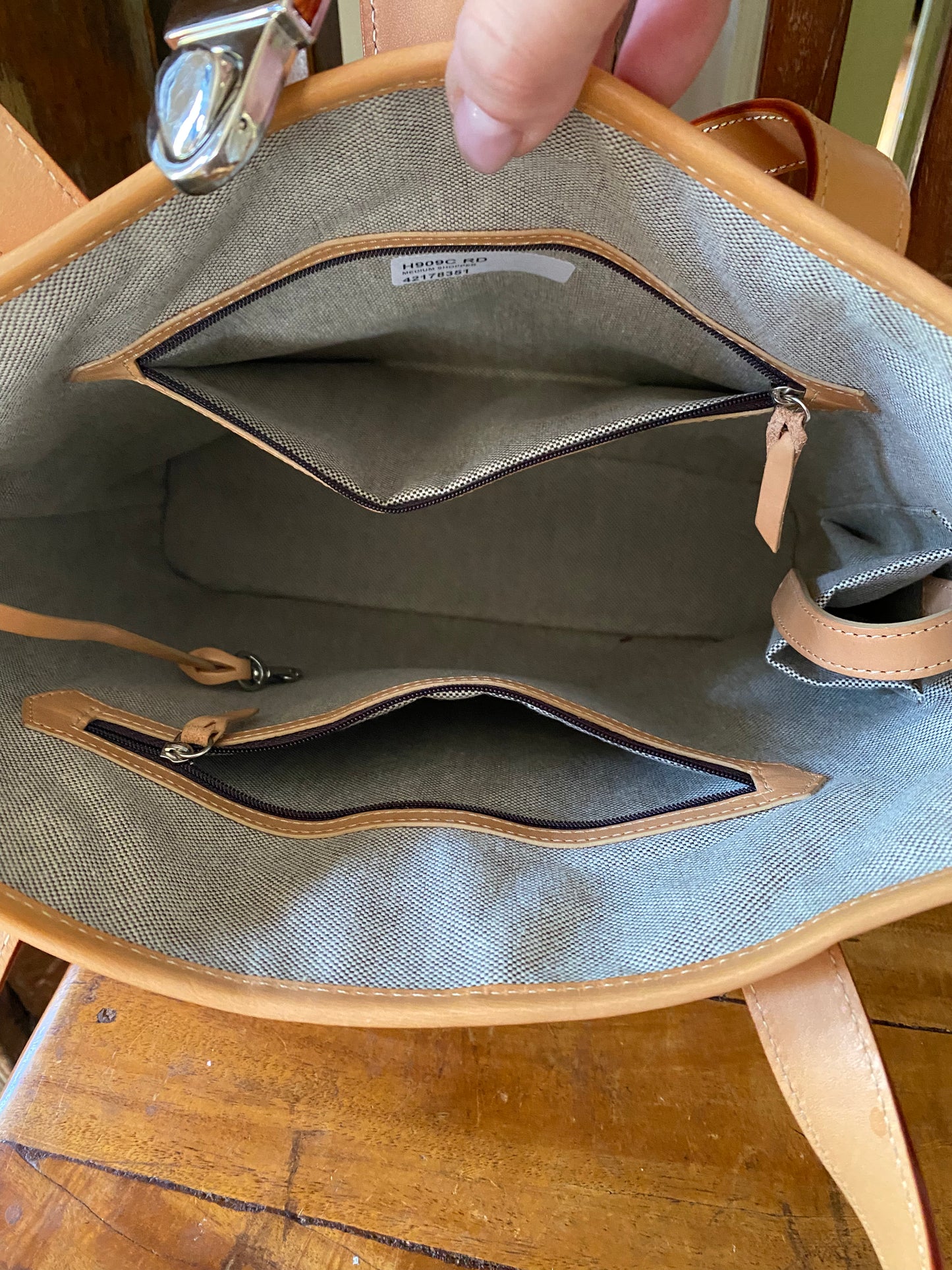 Dooney & Bourke Red Signature Jaquard Canvas Medium Tote with Tan Leather Trim