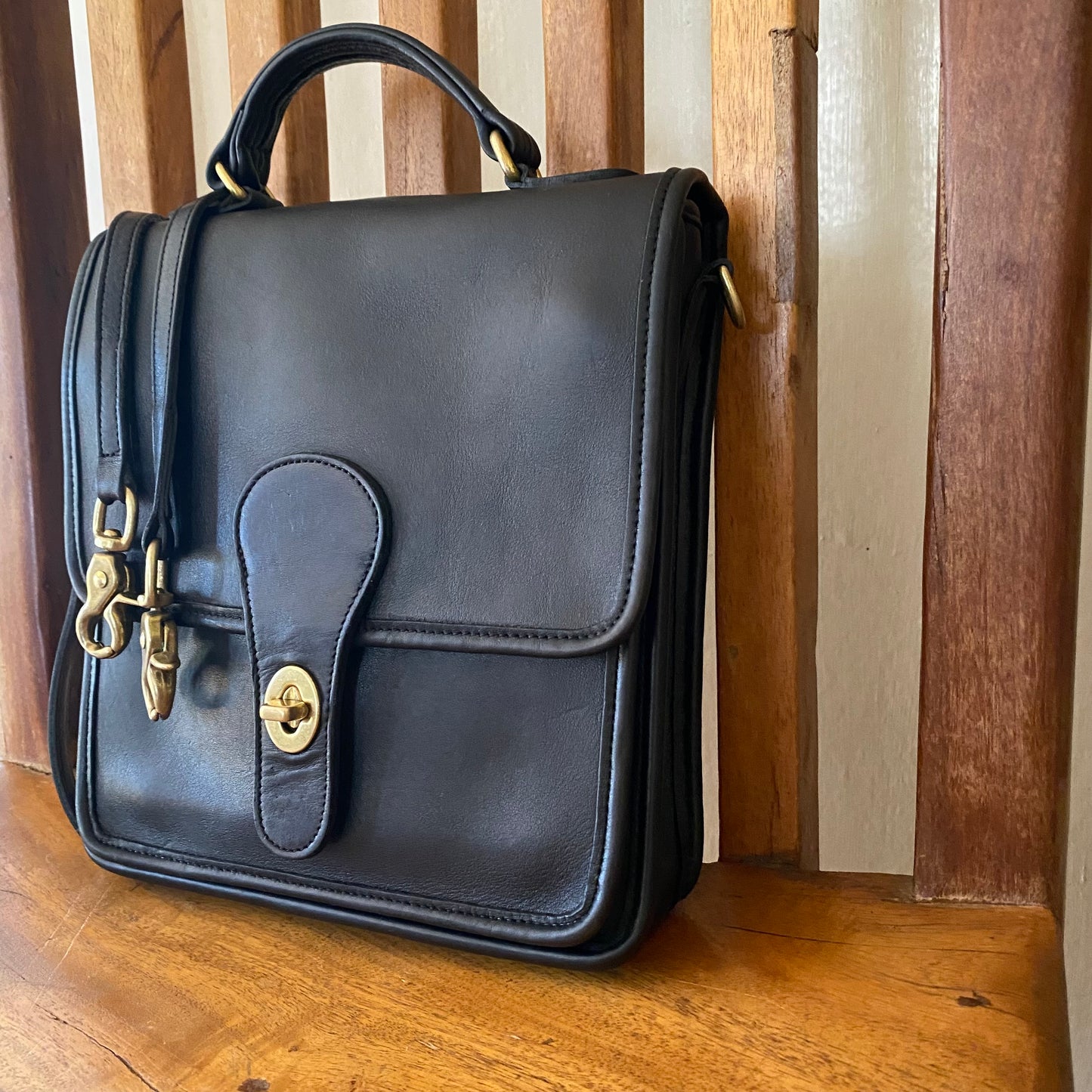 VINTAGE | Coach Station Bag #5130 | Top Handle & Crossbody Strap | Black Leather