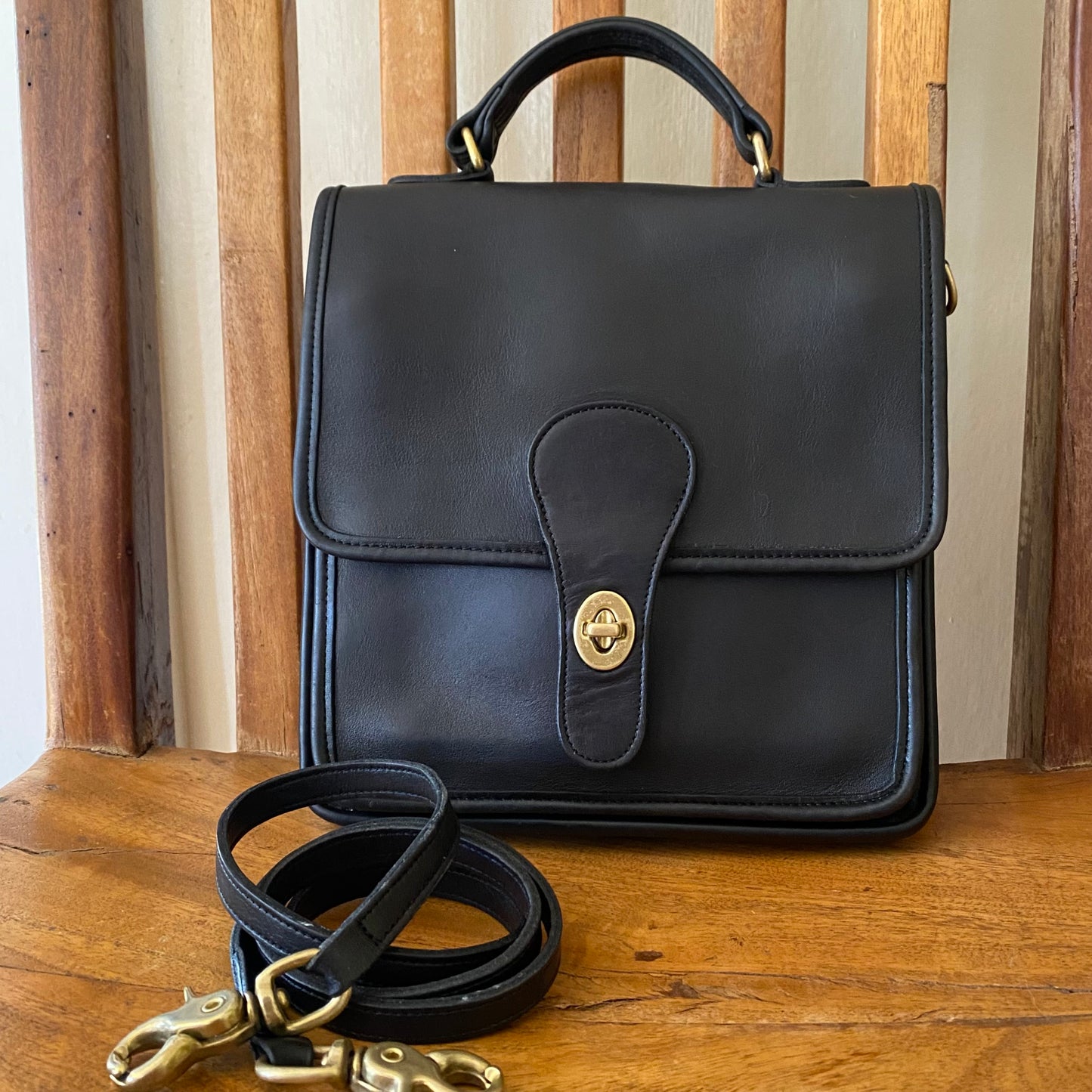 VINTAGE | Coach Station Bag #5130 | Top Handle & Crossbody Strap | Black Leather