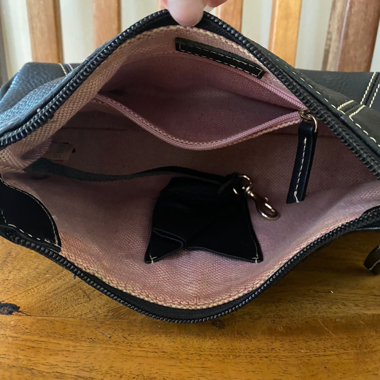 Dooney and Bourke | Black Pebble Grained Leather | Mini East West Slouch Hobo
