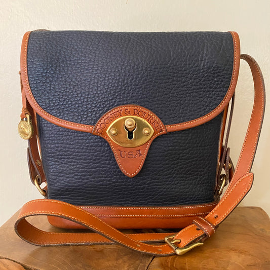 Vintage Dooney & Bourke Calvary Spectator Shoulder Crossbody Bag Navy