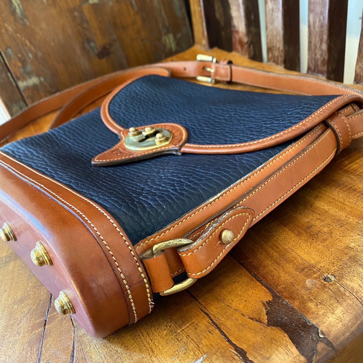 Vintage Dooney & Bourke Calvary Spectator Shoulder Crossbody Bag Navy
