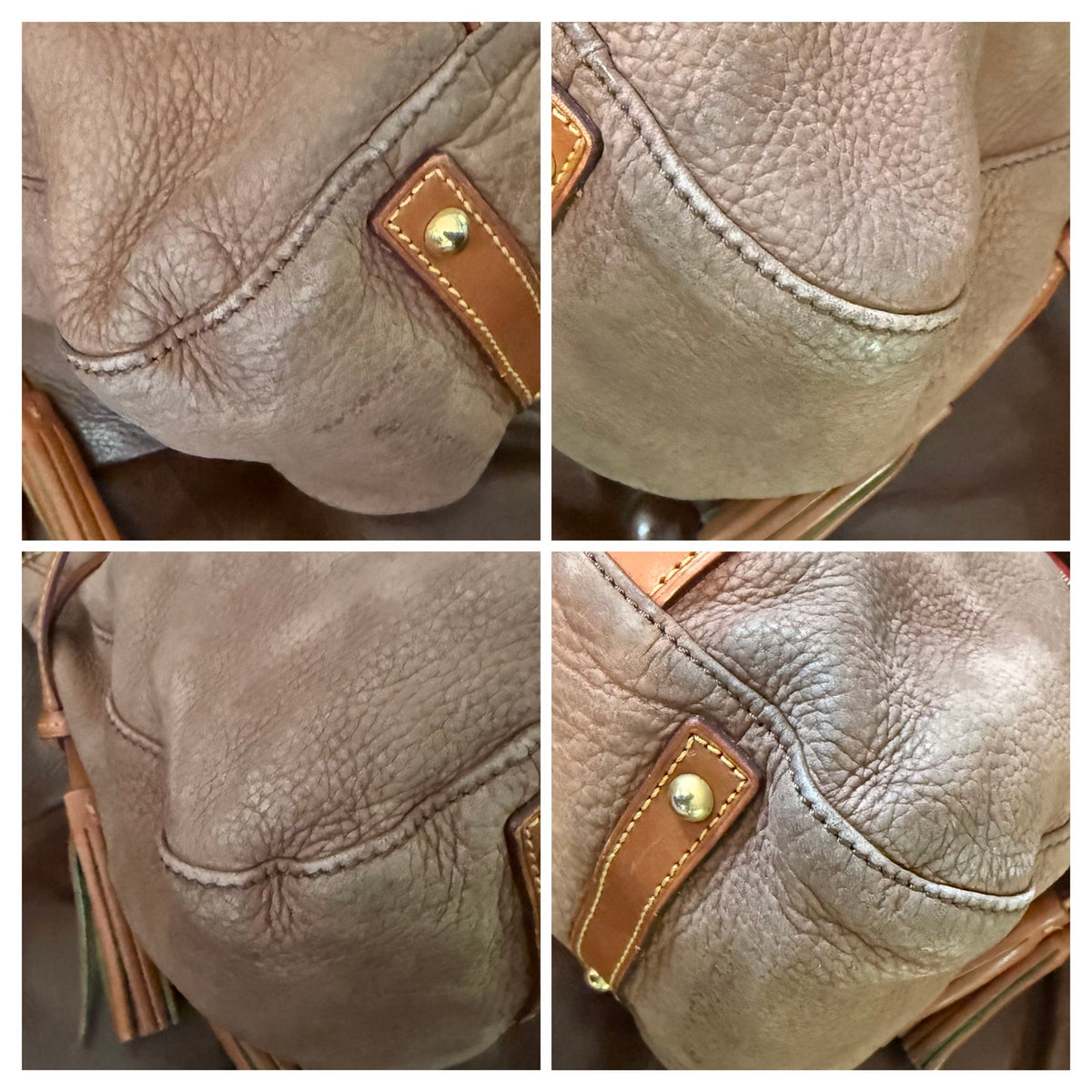 Dooney & Bourke Florentine Nubuck Double Strap Tassel Satchel Taupe
