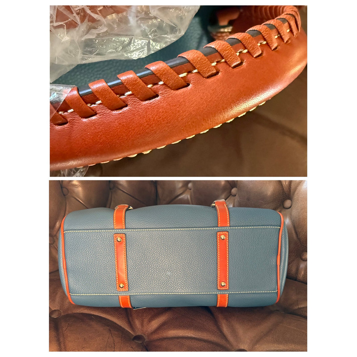 Dooney & Bourke Pebble Grain Satchel Wallet Set Jeans Blue Leather R980
