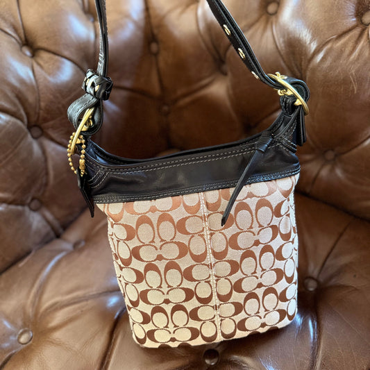 Coach Bleecker Signature Duffle Bucket Convertible Shoulder Crossbody Bag 11443