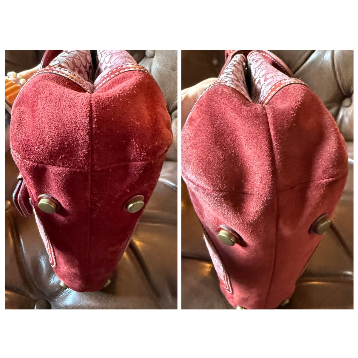 Vintage Coach Soho Signature Suede Satchel Red Pink Y2K 7078