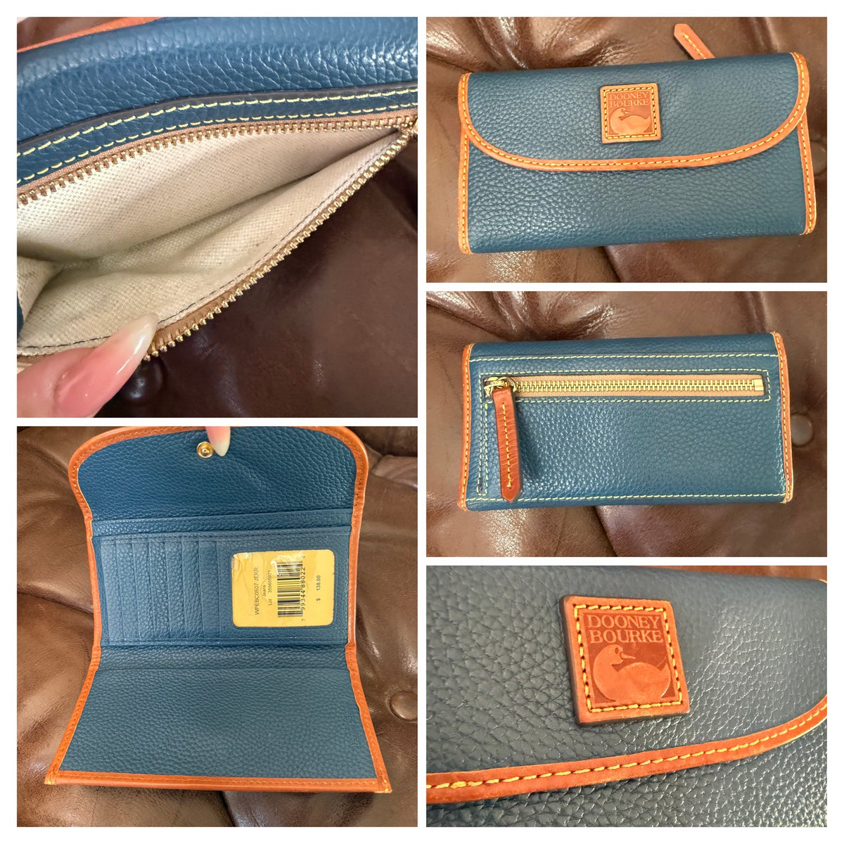 Dooney & Bourke Pebble Grain Satchel Wallet Set Jeans Blue Leather R980